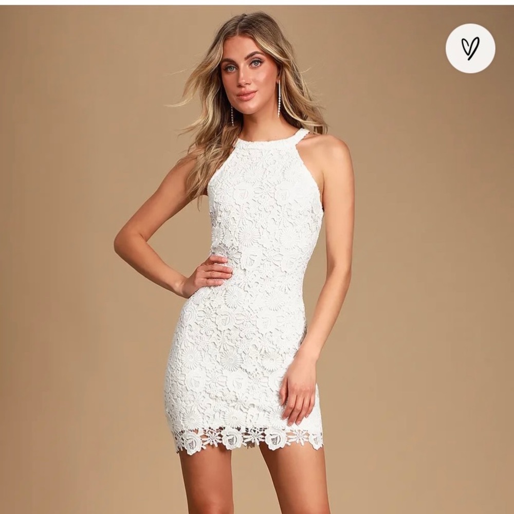 Lulu’s Love Poem Ivory Lace Mini Dress